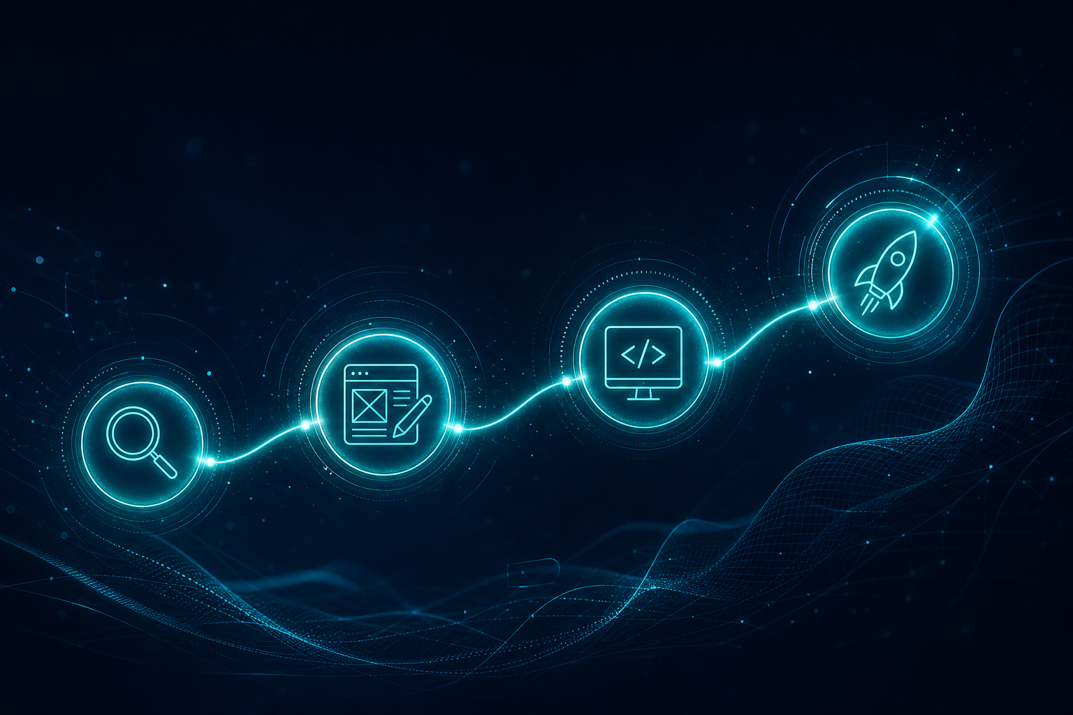 Four-stage web design process diagram